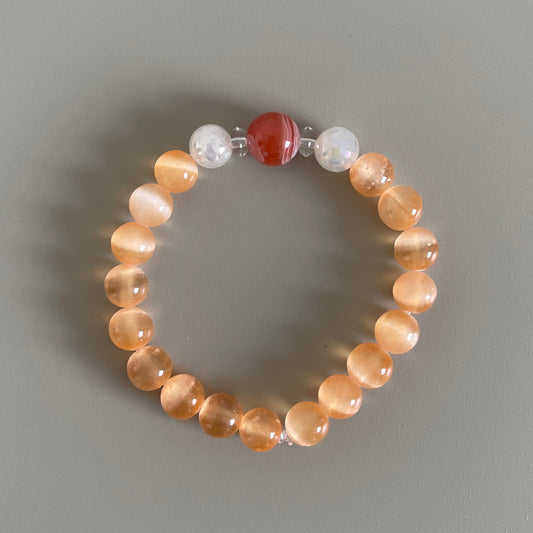 Orange Selenite × Botswana Agate bracelet / オレンジセレナイト×ボツワナアゲート