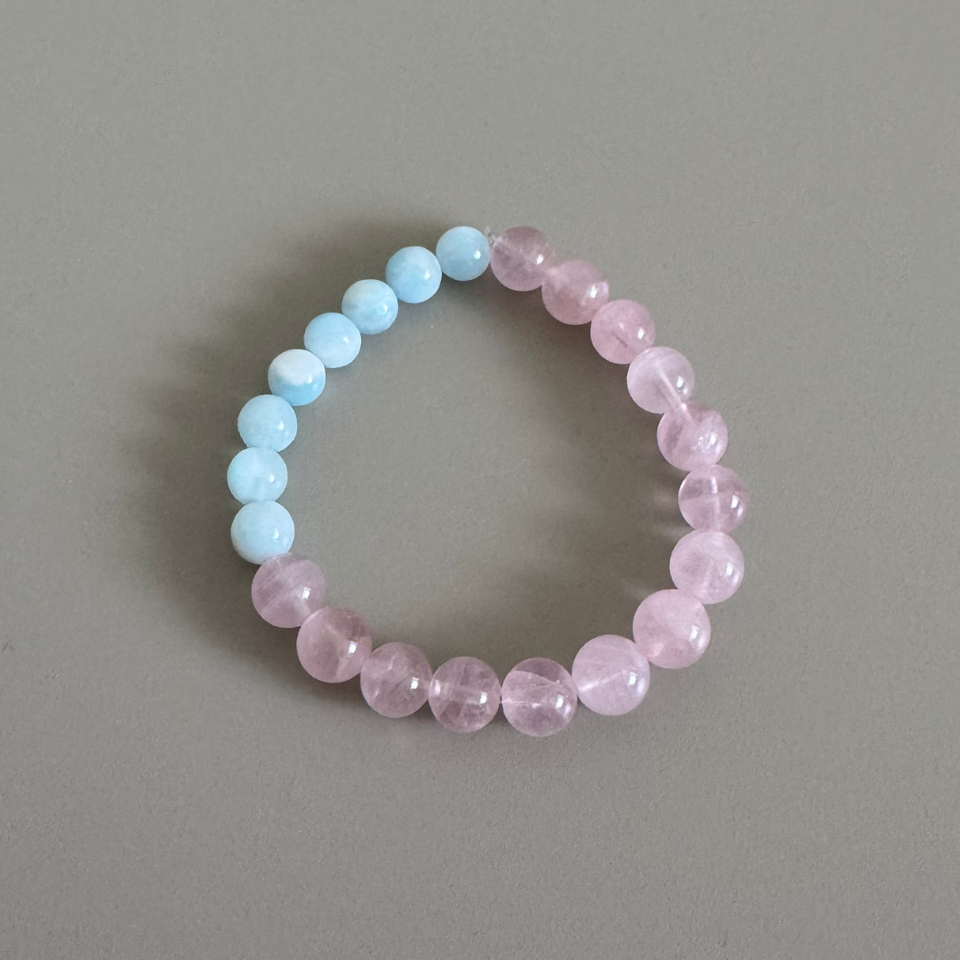 Rose quartz × Ice Larimar bracelet / ローズクォーツ×アイスラリマー