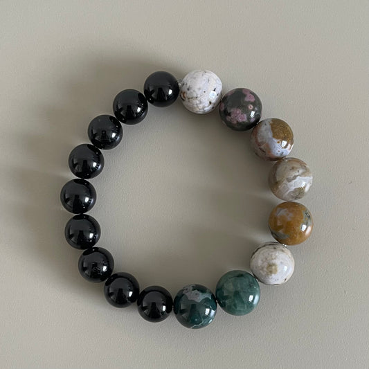 Black Tourmaline × Ocean Jasper bracelet / ブラックトルマリン×オーシャンジャスパー