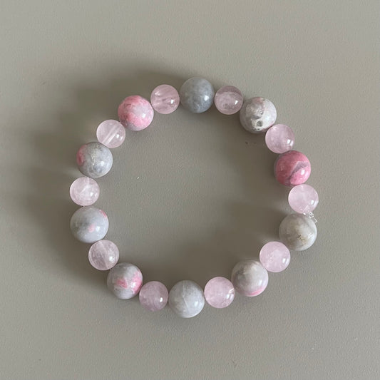 Rhodonite silica × Rose Quartz bracelet / ロードナイトシリカ×ローズクォーツ