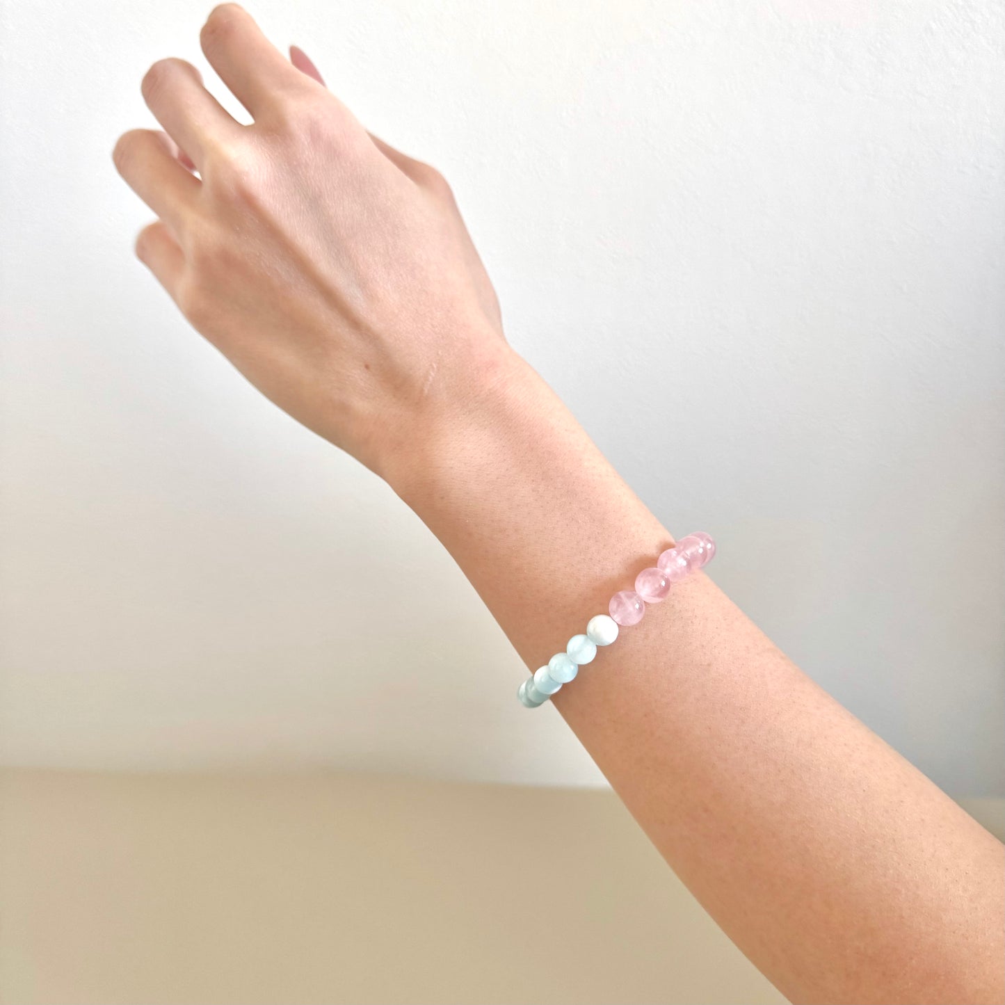 Rose quartz × Ice Larimar bracelet / ローズクォーツ×アイスラリマー